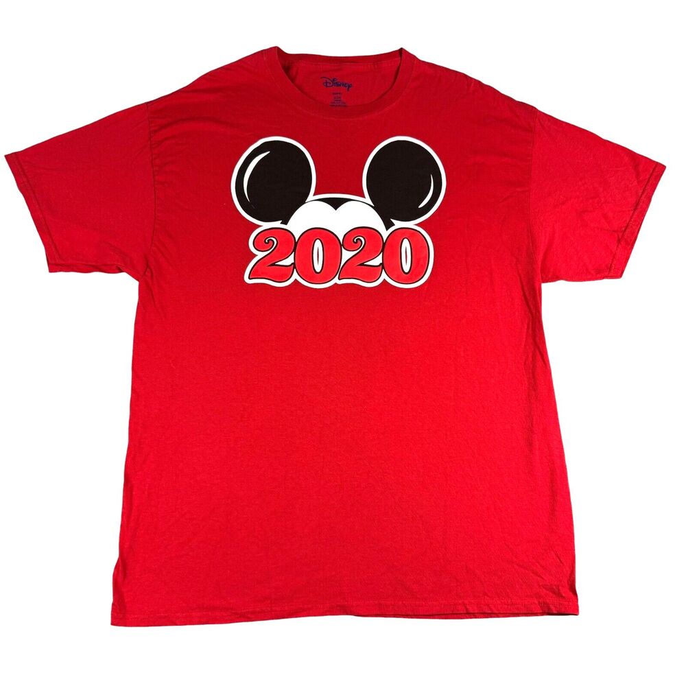 Disney Shirt Men's Extra Large 46-48 Red Mickey Mouse Ears Short Sleeve 2020 Top